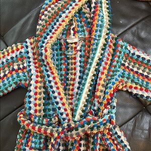 Colorful Crochet Hooded Bath Robe